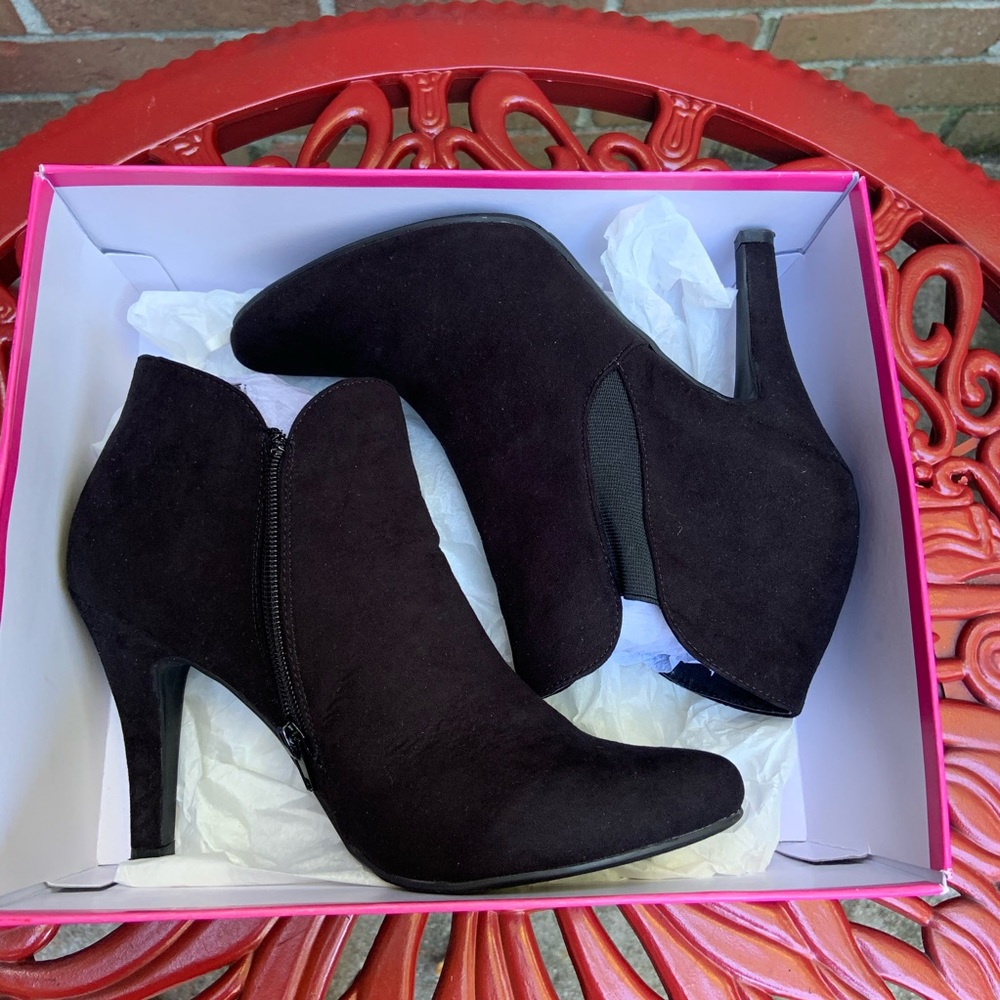 Black Suede Bootie Heels